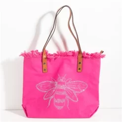 Sassy Duck - Bee-Cause Washed Canvas Tote Fuchsia